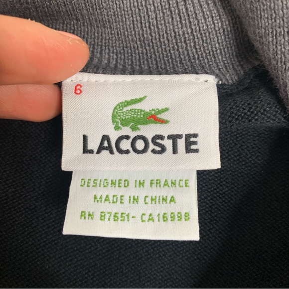 Mens Lacoste Black Quarter Zip Pullover Sweater - Picture 3 of 6
